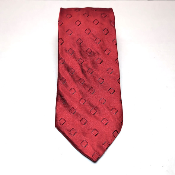 David Donahue Sterling Designer Neck Tie 100% Silk Mens Formal Christmas Red - Picture 1 of 7